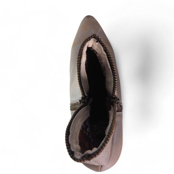 Freebird Steven Jalessa "Smoke Grey" Distressed Heeled Leather Booties Women's10 - Picture 9 of 11